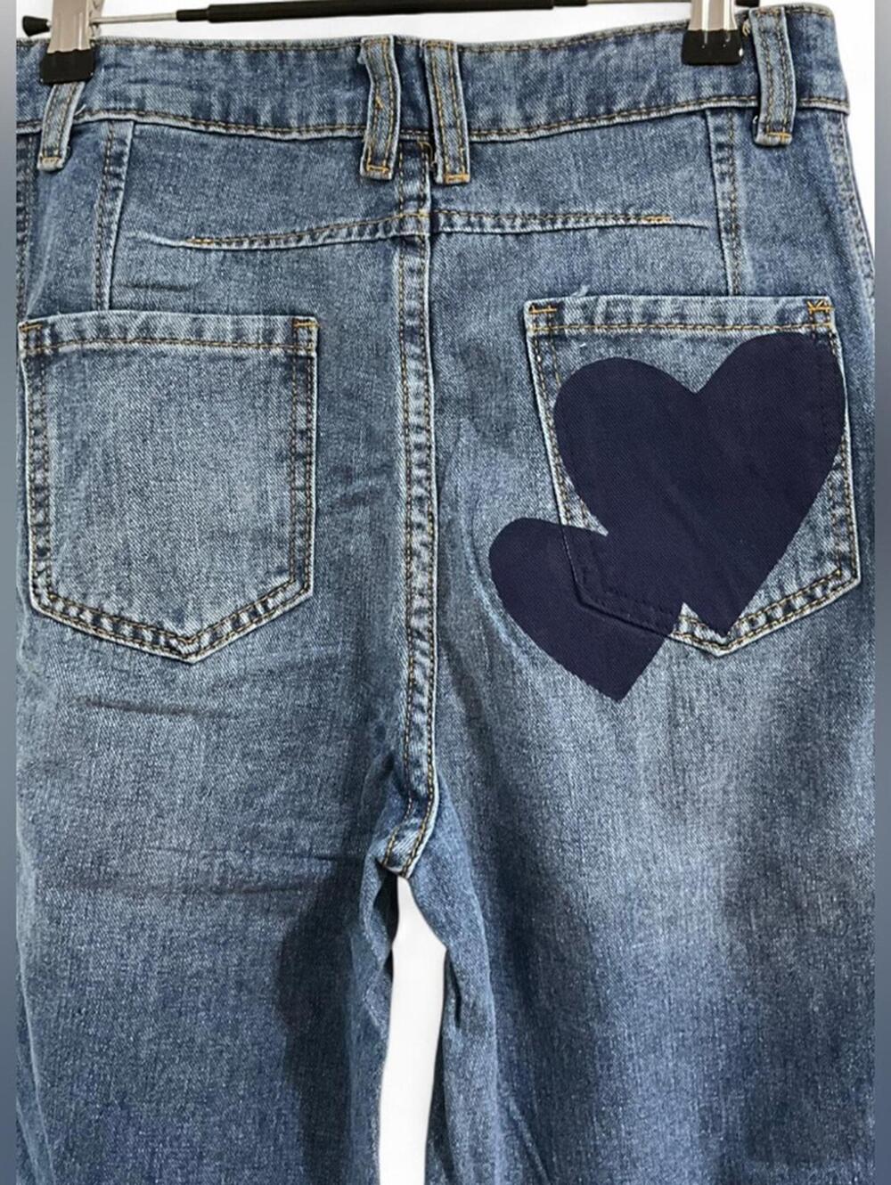 NWT BARREL Y2K | SZ S | Mid - High Rise Slouchy Ankle Cropped Denim Heart Jeans - Picture 8 of 9